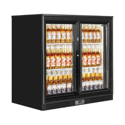 Black 2 door bottle cooler sliding doors