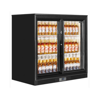 Tefcold Bottle Cooler Double Hinged Door, Black